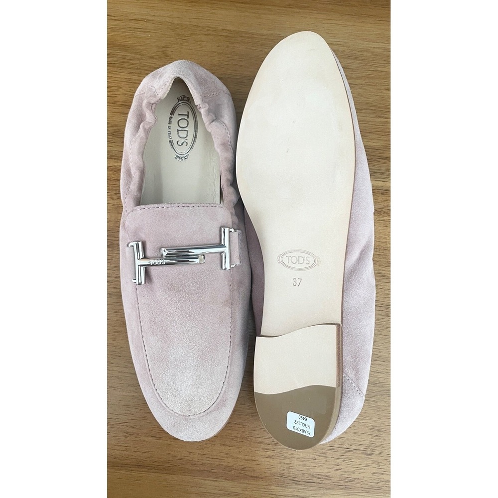 TOD's Women Pink Suede 79A Moccasino Doppio Slip on Loafer shoe, Sz 40 - Picture 7 of 9